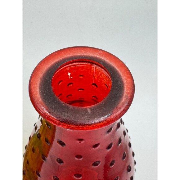 Glass Bud Vases 6" Tall Set Of 2 Yellow & Red Textured Decorative Tabletop Piec - Picture 7 of 8